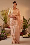 Buy_Shorshe Clothing_Pink Pure Silk Woven Stripes Saree _at_Aza_Fashions