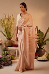 Buy_Shorshe Clothing_Pink Pure Silk Woven Stripes Saree _Online_at_Aza_Fashions