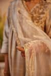 Shorshe Clothing_Ivory Organza Tissue Embroidered Sequin Zari Border Dupatta _Online_at_Aza_Fashions