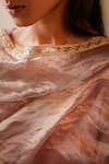 Shorshe Clothing_Pink Organza Tissue Embroidered Sequin Border Dupatta _at_Aza_Fashions