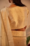 Shorshe Clothing_Ivory Brocade Woven Geometric V-neck Blouse _Online_at_Aza_Fashions