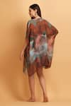 Shop_LABEL IVISH_Brown Chiffon Print Swerve V Neck Kaftan With Inner Slip _at_Aza_Fashions