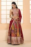 Shop_Samyukta Singhania_Multi Color Blouse And Lehenga Dull Satin Printed Floral Round Jaal Set 