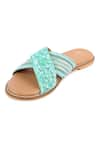 Buy_The Golden Wasp_Blue Sequins Head Up Gorgeous Embellished Criss-cross Sandals _Online_at_Aza_Fashions