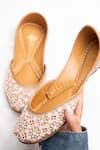 The Golden Wasp_Brown Anchor Thread Fantasia Embellished Juttis _Online_at_Aza_Fashions