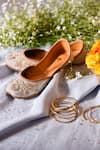 Shop_The Golden Wasp_Beige Sequins Prisca Embroidered Juttis _at_Aza_Fashions