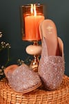 Shop_The Golden Wasp_Gold Pitta Glimmer Hive Embellished Mules _at_Aza_Fashions