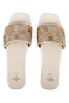 The Golden Wasp_Ivory Cutdana Sunehri Embellished Slides _Online_at_Aza_Fashions