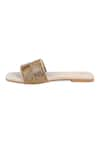 Shop_The Golden Wasp_Ivory Cutdana Sunehri Embellished Slides _Online_at_Aza_Fashions