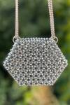 Buy_Adorn My Wish_Silver Mini Crystal Hexagon Bag _at_Aza_Fashions