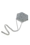 Shop_Adorn My Wish_Silver Mini Crystal Hexagon Bag _at_Aza_Fashions