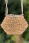 Adorn My Wish_Gold Mini Crystal Hexagon Shaped Bag _Online_at_Aza_Fashions