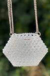 Adorn My Wish_White Mini Transparent Crystal Hexagon Bag _Online_at_Aza_Fashions