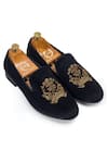 Buy_Domani_Black Embroidered Emperor Bee Slipons _at_Aza_Fashions