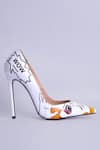 MYKONO_White Artistic Pattern Stiletto Pumps _Online_at_Aza_Fashions