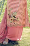 Label Varsha_Pink Viscose Muslin Print Maze Bloom Round Gulbahar Kurta Palazzo Set_Online_at_Aza_Fashions