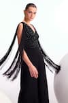 Buy_Namrata Joshipura_Black Georgette Embellished Crystal V Neck Jumpsuit _Online_at_Aza_Fashions
