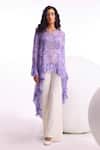 Buy_Namrata Joshipura_Purple Georgette Cerelia Floral Pattern Frilled Tunic And Pant Set _at_Aza_Fashions