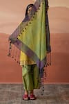 Swatti Kapoor_Multi Color Stripe Sami Hand Block Print Scarf _Online_at_Aza_Fashions