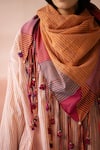 Shop_Swatti Kapoor_Multi Color Stripe Zareb Hand Block Print Scarf _at_Aza_Fashions