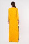 Shop_Payal Singhal_Yellow Silk Embroidered Tassel Notched Mukaish Kaftan _at_Aza_Fashions