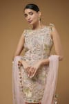 Buy_Payal Singhal_Pink Georgette Embroidery Zari Threads Round Abstract Floral Kurta Sharara Set _Online_at_Aza_Fashions