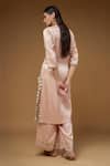 Shop_Payal Singhal_Pink Satin Embroidery Flower Vine Notched V Neck Bodice Kurta Pant Set _at_Aza_Fashions