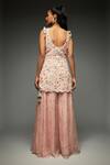 Shop_Payal Singhal_Pink Georgette Embroidery Floral Blossom Round Neck Kurta Sharara Set _at_Aza_Fashions