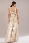 Shop_Payal Singhal_Beige Satin Embroidery Zari Round Neck Forest Kurta Sharara Set _at_Aza_Fashions