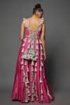 Shop_Payal Singhal_Pink Georgette Embroidery Cascading Tassel Round Neck Work Lehenga Set _at_Aza_Fashions