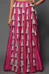 Buy_Payal Singhal_Pink Georgette Embroidery Cascading Tassel Round Neck Work Lehenga Set _Online_at_Aza_Fashions