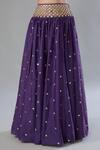 Buy_Payal Singhal_Purple Dupion Silk Embroidery Floral Round Neck Mirror Lehenga Set _Online_at_Aza_Fashions