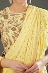 Buy_Payal Singhal_Yellow Georgette Embroidery Mukaish Round Neck Pre-stitched Saree With Blouse _Online_at_Aza_Fashions