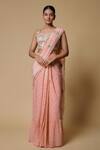 Buy_Payal Singhal_Pink Georgette Embroidered Sequin V-neck Mukaish Pre-draped Saree With Blouse _at_Aza_Fashions