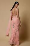 Shop_Payal Singhal_Pink Georgette Embroidered Sequin V-neck Mukaish Pre-draped Saree With Blouse _at_Aza_Fashions