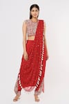 Buy_Payal Singhal_Red Crepe Embroidered Sequin Round Thread Pre-draped Pant Saree With Blouse _at_Aza_Fashions