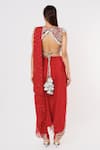 Shop_Payal Singhal_Red Crepe Embroidered Sequin Round Thread Pre-draped Pant Saree With Blouse _at_Aza_Fashions