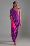 Buy_Payal Singhal_Pink Georgette Ombre Tassells Pre-draped Pant Saree With Embroidered Blouse _at_Aza_Fashions