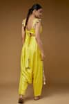 Shop_Payal Singhal_Yellow Satin Embroidered Tassells Sweetheart Floral Blouse With Draped Pant _at_Aza_Fashions