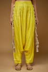 Buy_Payal Singhal_Yellow Satin Embroidered Tassells Sweetheart Floral Blouse With Draped Pant _Online_at_Aza_Fashions