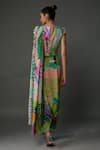 Shop_Payal Singhal_Multi Color Crepe Printed Abstract V-neck Pre-draped Pant Saree With Blouse_at_Aza_Fashions