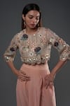 Payal Singhal_Pink Crepe Embroidered Sequin Round Abstract Blouse With Draped Pant _Online_at_Aza_Fashions