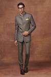 Buy_Raghavendra Rathore Jodhpur_Grey Wool Plain The Heritage Bandhgala With Pant _at_Aza_Fashions