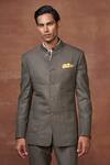 Raghavendra Rathore Jodhpur_Grey Wool Plain The Heritage Bandhgala With Pant _Online_at_Aza_Fashions