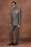 Buy_Raghavendra Rathore Jodhpur_Grey Wool Plain The Heritage Bandhgala With Pant _Online_at_Aza_Fashions