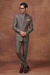 Shop_Raghavendra Rathore Jodhpur_Grey Wool Plain The Heritage Bandhgala With Pant _Online_at_Aza_Fashions