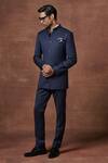 Raghavendra Rathore Jodhpur_Blue Wool The Royal Fiesta Bandhgala With Pant _Online_at_Aza_Fashions