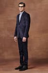 Buy_Raghavendra Rathore Jodhpur_Blue Corduroy Plain Regal Explorer Hunting Jacket _Online_at_Aza_Fashions