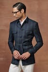 Buy_Raghavendra Rathore Jodhpur_Green Wool Chequered Elite Hunting Jacket _Online_at_Aza_Fashions