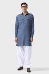Buy_Raghavendra Rathore Jodhpur_Blue Cotton Regal Straight Kurta _at_Aza_Fashions